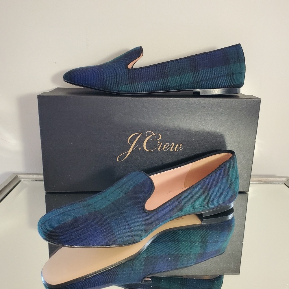 J. Crew Blue and Green Plaid Loafers